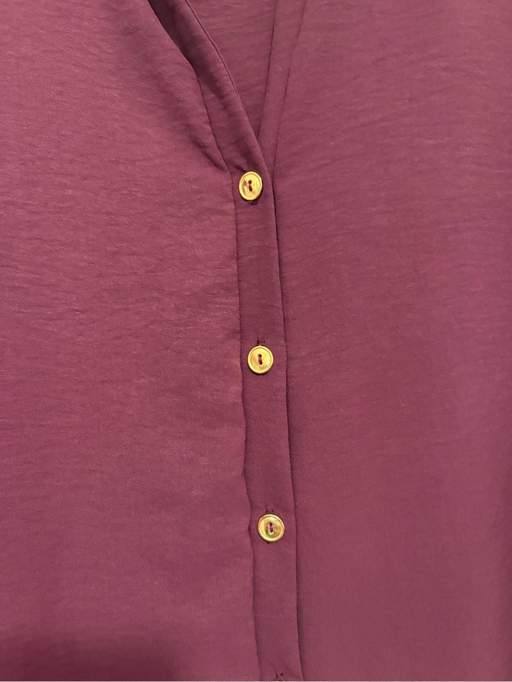 Espresso NWT Deep Burgundy Button-Front Short Sleeve Blouse - Picture 5 of 7